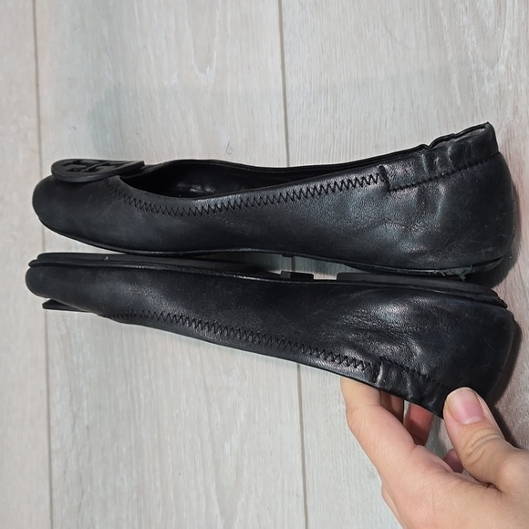 Tory Burch Women Minnie Logo Black Leather Ballet Flats Shoes Sz 7 - Picture 12 of 15